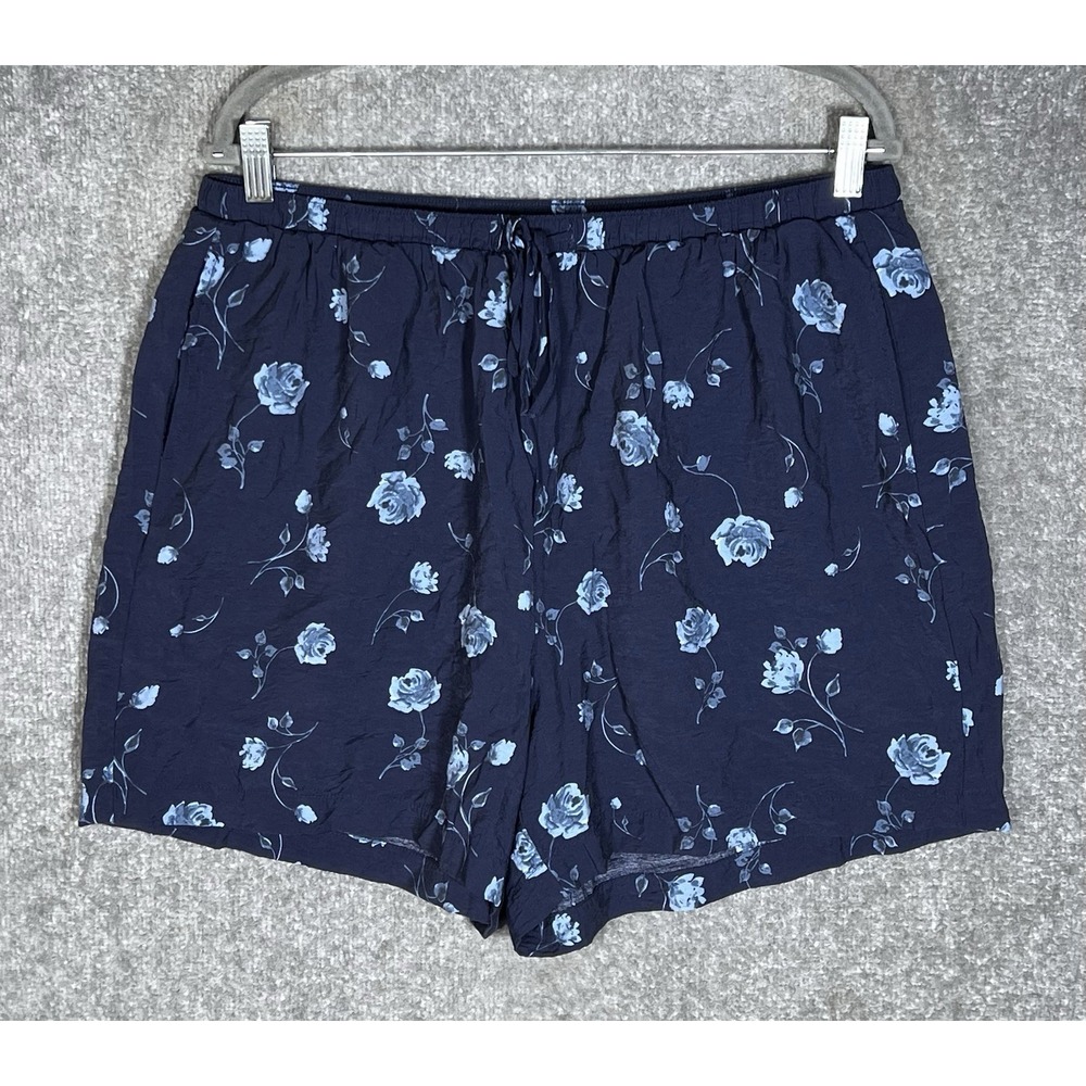 Torrid Shorts Womens Size 1X Blue Floral Pockets Lightweight Drawstring